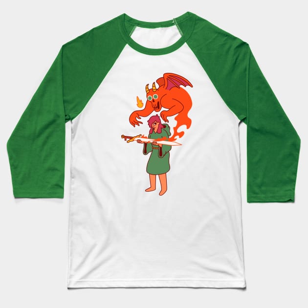 Cursed Demon Sword Baseball T-Shirt by obinsun